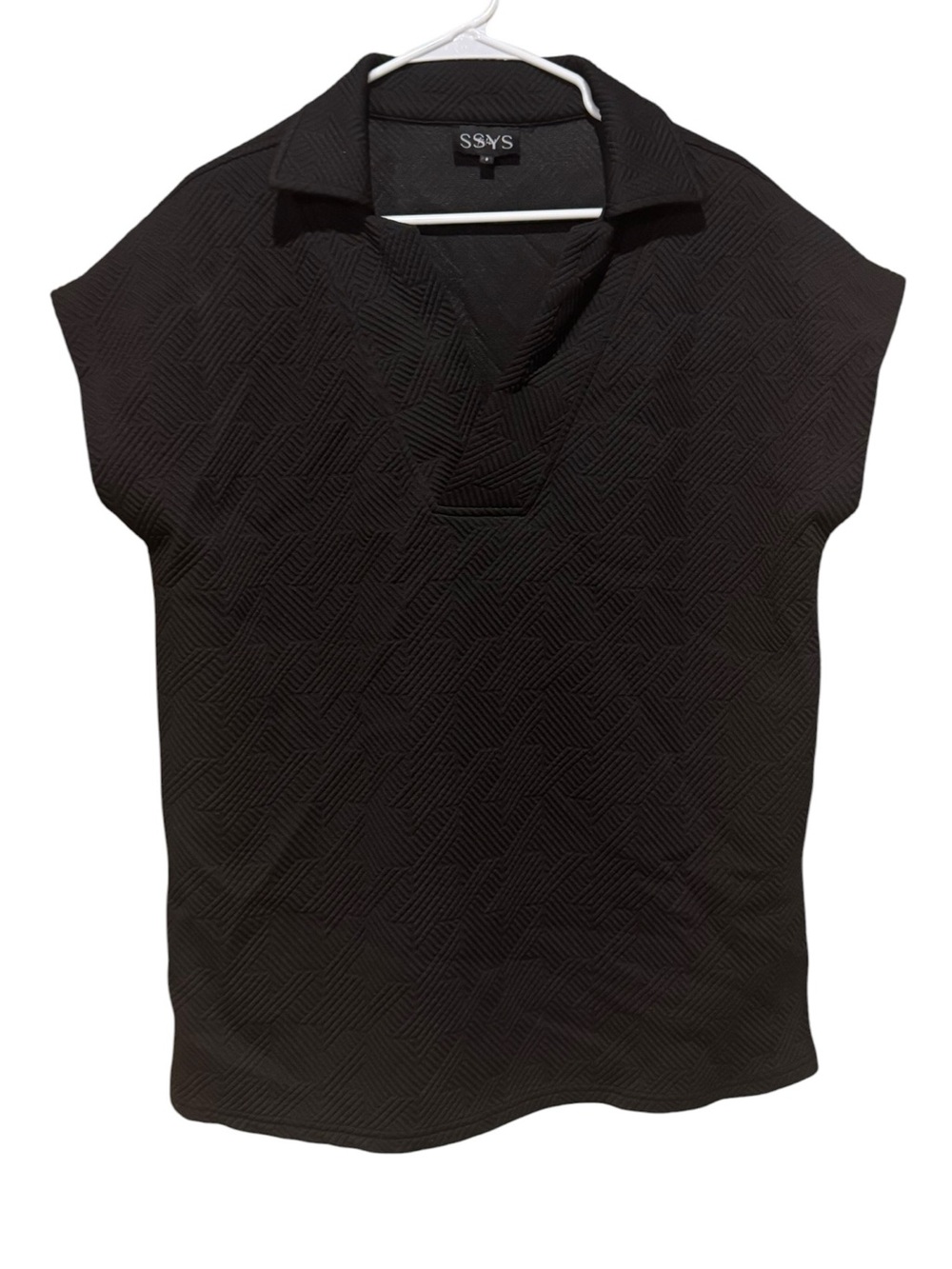 SSYS Black Textured V-Neck Tunic Top‎